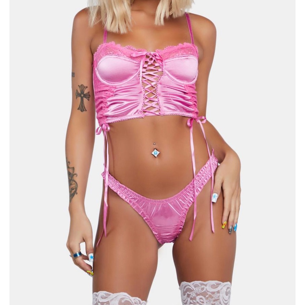 *New* Ruched lace bustier corset lingerie set